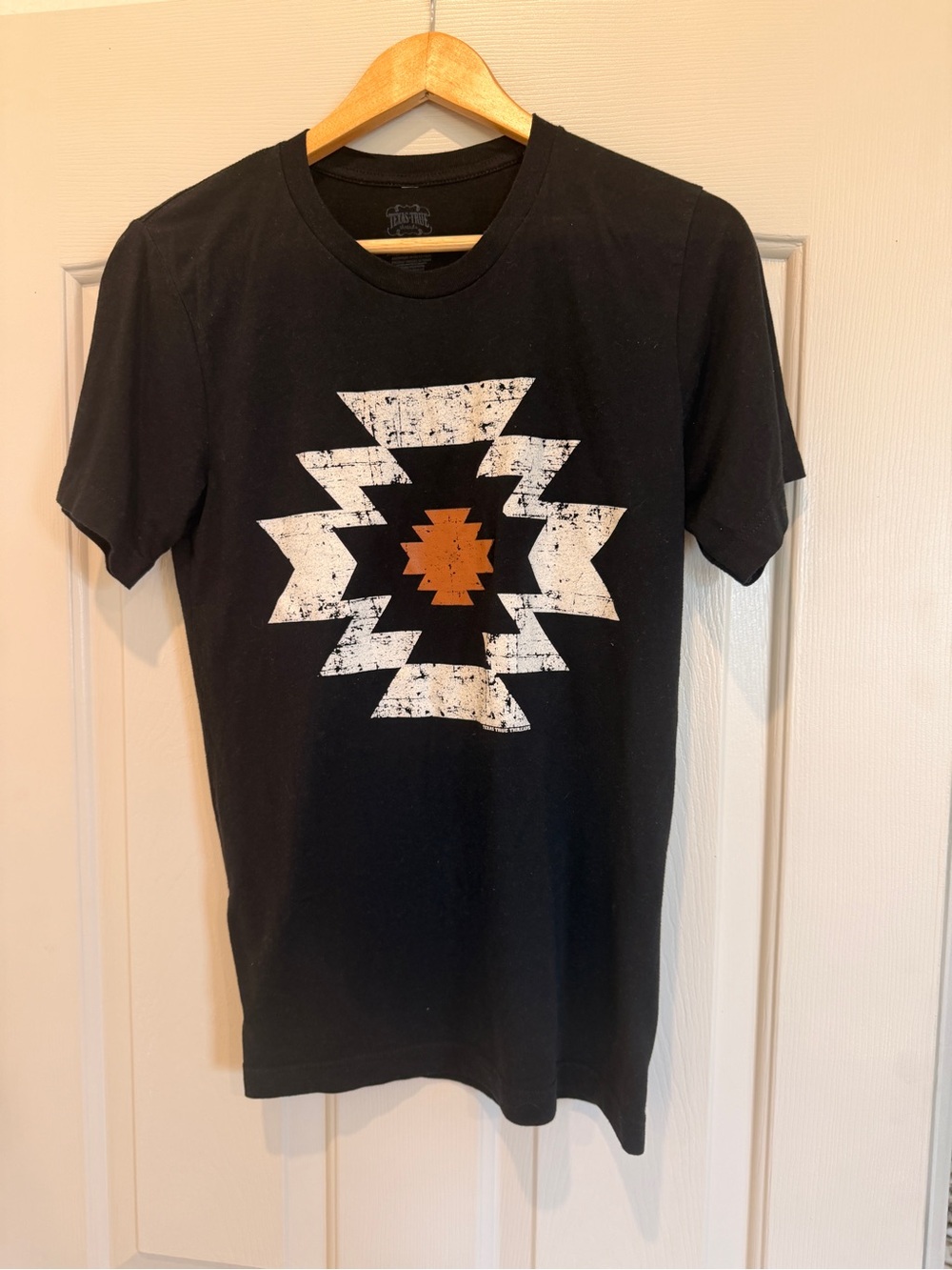 Black Graphic Tee with Geometric Print